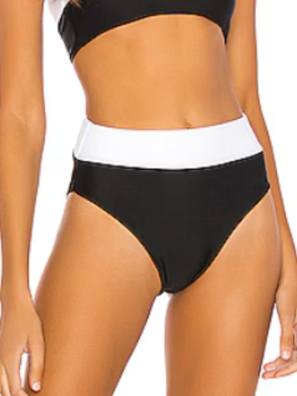 LPA Foster High Waist Swim Bikini Bottom Black White Colorblock sz M